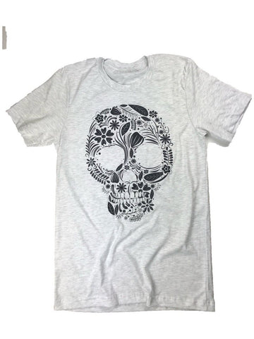 Floral Skull T-Shirt, Ash