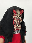Predator, Red, Large Fanged Monster Mask With Attached Rotting Hood
